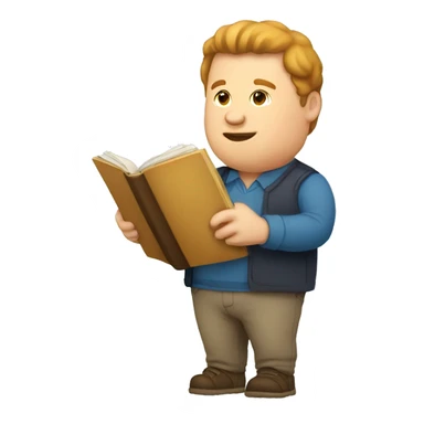 create an emoji of a chubby white man holding a book sticker