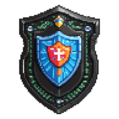 IT Help Desk shield-shaped badge with tech symbols sticker