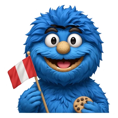 cookie monster with french flag sticker