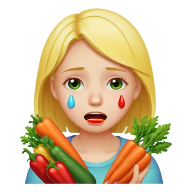 девушка ест разные овощи большое разнообразие овощей и плачет sticker