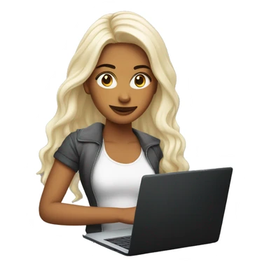 chica joven de cabello largo y negro de raza blanca con una laptop sticker