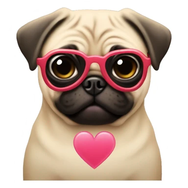 Pug with heart glasses sticker