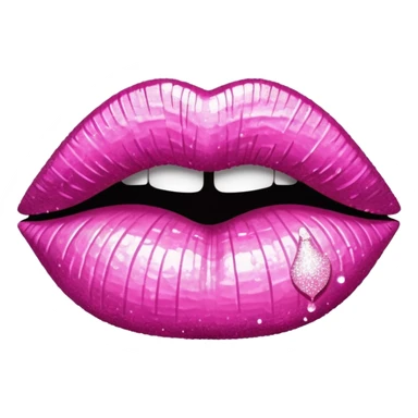 glitter pink mark of lipstick kiss sticker