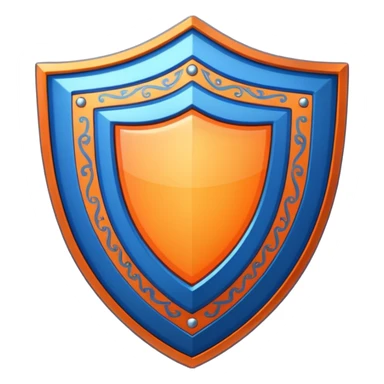 glitter blue and orange shield sticker