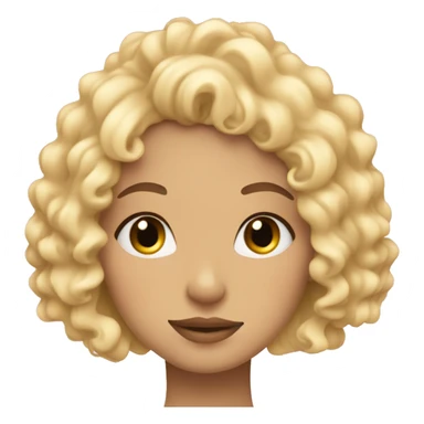 Curly blonde woman in pastel colors with hearts and bangs sticker