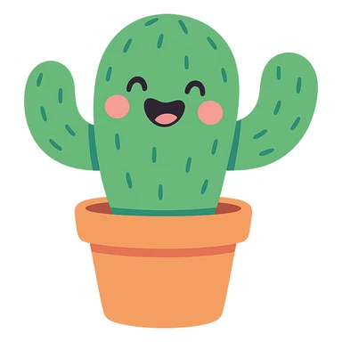 happy cactus in a pot sticker