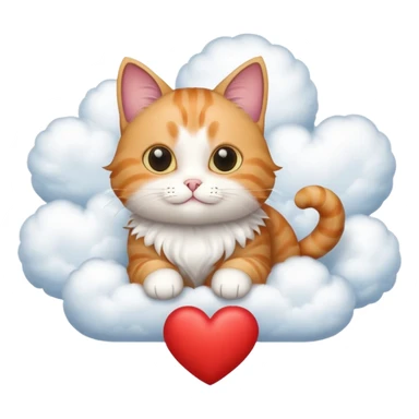 Cat flying on a heart cloud  sticker
