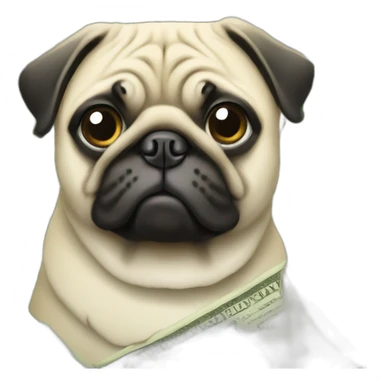 Pug with money sticker