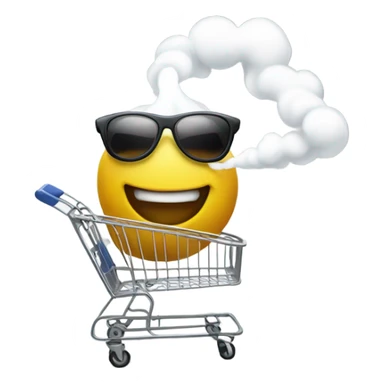 emoji smoking cart sticker