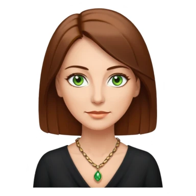 pretty middle age woman with green eyes and shoulder length straight brown hair  sticker