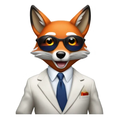Fire Dark blue fox in a suit with a cigar and a martini glass sticker