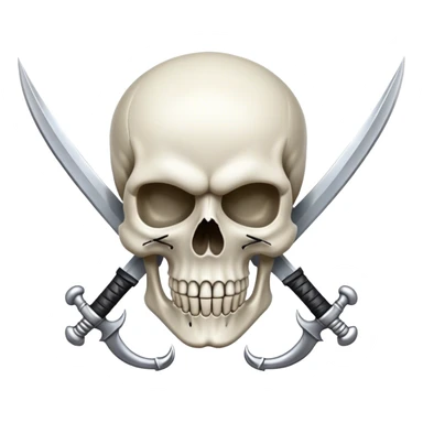 skull with scimitars crossed behind it  sticker