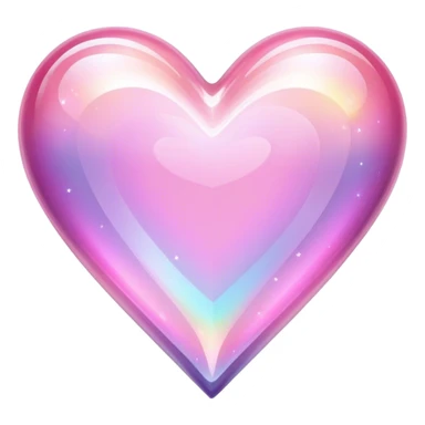 Sparkly glossy pink iridescent glass crystal sparkly  glass heart sticker
