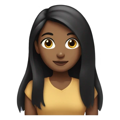 brown girl with straight long black hair sticker
