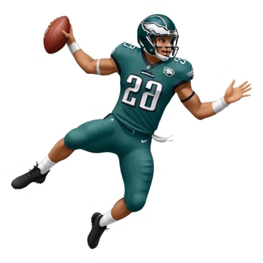 Saqoun Barkley hurdle over a person but on the eagles sticker