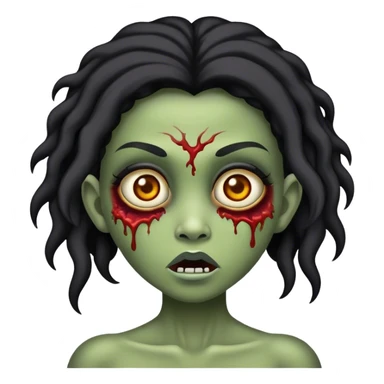 Uma menina zumbi com cabelo preto longo e sedoso, olhos castanhos profundos e lábios finos em forma de borboleta sticker
