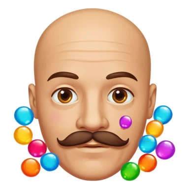 bald guy with a mustache made out of jellies sticker