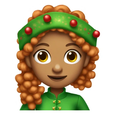 christmas (girl) elf with kong ginger curly hair sticker