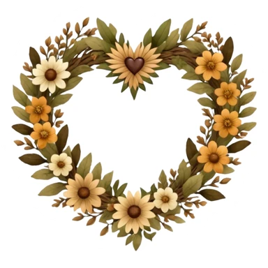 nature wreath heart, boho  sticker
