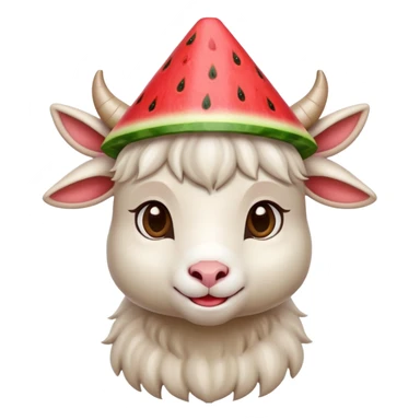 Kid goat wearing watermelon hat sticker