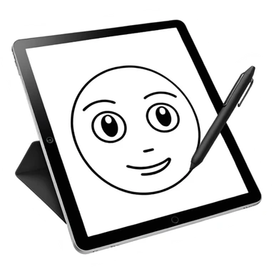 A digital pen drawing layouts on a tablet sticker