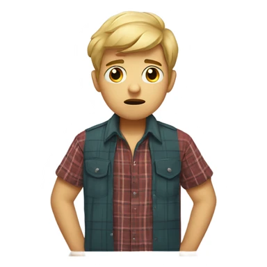 boy in plaid shirt sad sticker