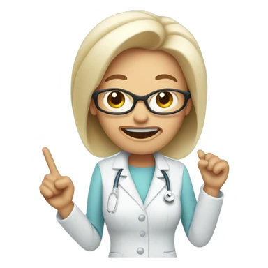Annoying older female dentist with big head wagging their finger  sticker