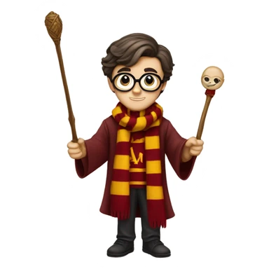 Harry Potter in griffindor scarf with magic wand sticker