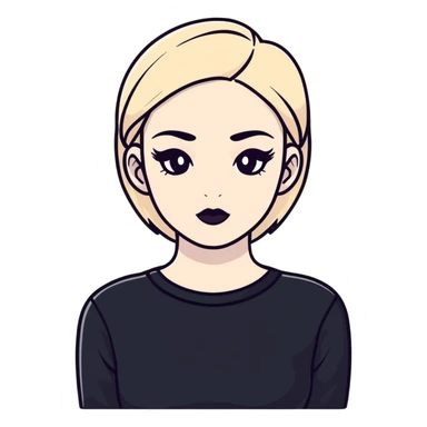gothic person with black clothes, pale skin, and dark makeup sticker