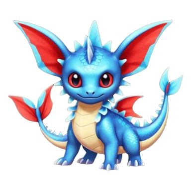 Shiny Red And Black Colorful Stitch-Vaporeon-Toothless-Fakémon-hybrid-creature (full body)  sticker
