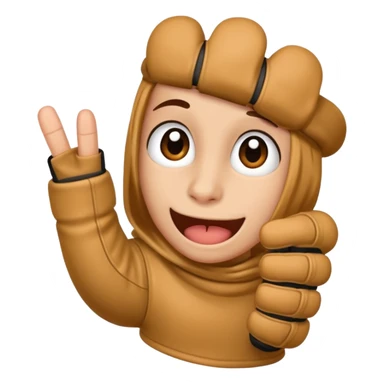 Middle finger emoji wearing fingerless gloves sticker