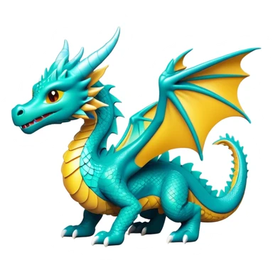 Clash of Clans aesthetic: Cinematic Playful Dragon Emoji, rendered in a 3D vector-style similar to standard emojis with minimal shading and bold, simplified shapes. A compact, isometric dragon with majestic wings and intricately scaled details, softly glowing with a legendary, mythical charm. Simplified yet unmistakably iconic, highly detailed and consistent, glowing with a soft radiant brilliance and high shine. Stylized with a touch of fantastical might and a soft glowing outline, capturing the essence of a mighty dragon with a friendly, playful demeanor! sticker