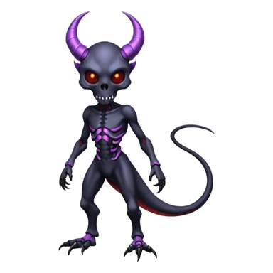 Shiny Horned Futuristic Badass Demonic Spectral Dusky Spooky Skull-faced Cool Hot Stylish Handsome Alien-Salandit-Darkrai-Genesect-Fakémon-fusion (full body) sticker