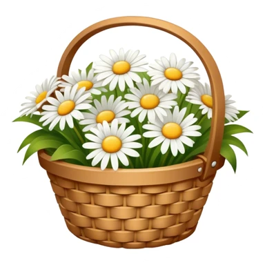 light brown basket with white daisies sticker