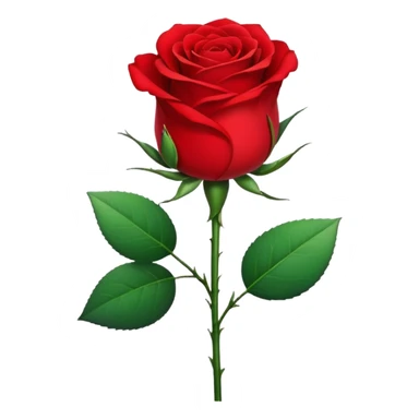 Generate a high-quality image of a single rose flower with stem and leaves, realistic color and shading, smooth gradient colors, no human figures, no facial features, no brand markings, simple white background, high-resolution.
 sticker