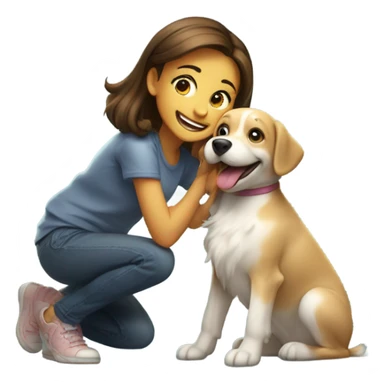 smiling girl with dog outdoors sticker