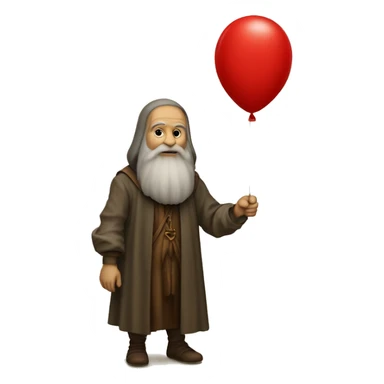 leonardo da Vinci holds a red balloon in his hand sticker