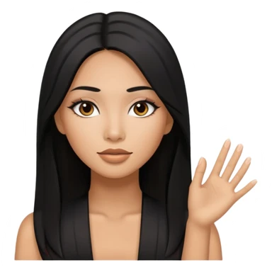 Tan, baddie with Asian and Latina features, long straight black hair, makeup sticker