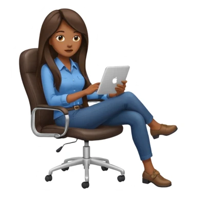 Woman from the Back of head with long hair sitting on an office chair googling sticker