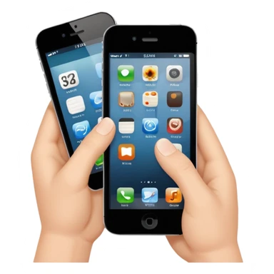 hands holding a cell phone sticker