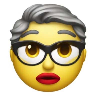 Yellow emoji face with big red lips sticker