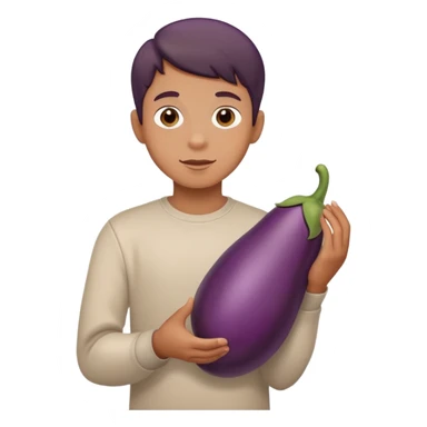Boy takes eggplant  sticker