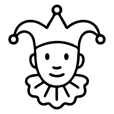 Jester clown with a ruffled collar and pointed hat sticker