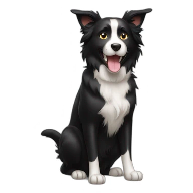 Black cat playing with border collie sticker