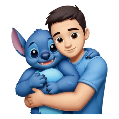 Stitch hugging a guy  sticker