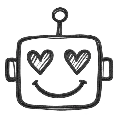 a happy robot face with heart eyes sticker