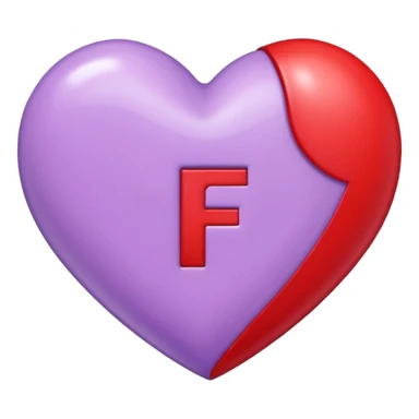 un corazon rojo CON LA LETRA F EN EL CENTRO DE COLOR LILA sticker