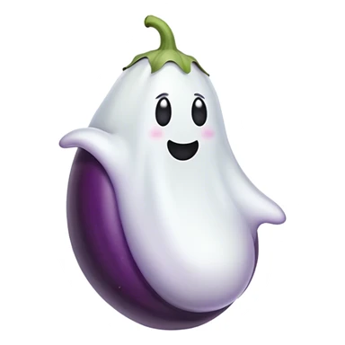 Ghost floating out of eggplant sticker