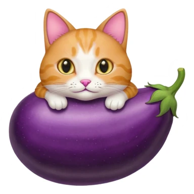 Cat on eggplant sticker