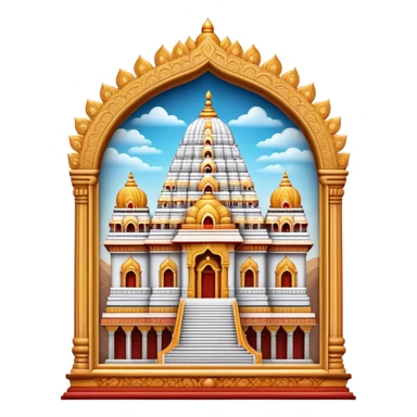 Cinematic Realistic Tirupati Balaji Temple Landmark Emoji, depicted with intricate carvings and spiritual aura rendered with lifelike detail and radiant, divine lighting. sticker